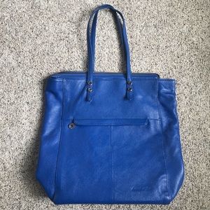 EUC blue leather Christopher Kon tote